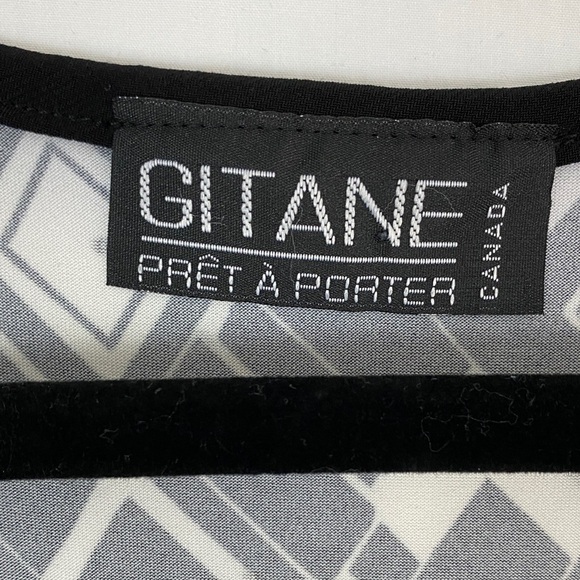 Gitane Sleeveless Mini Dress Black and White Geometric Fit and Flare - Picture 8 of 8